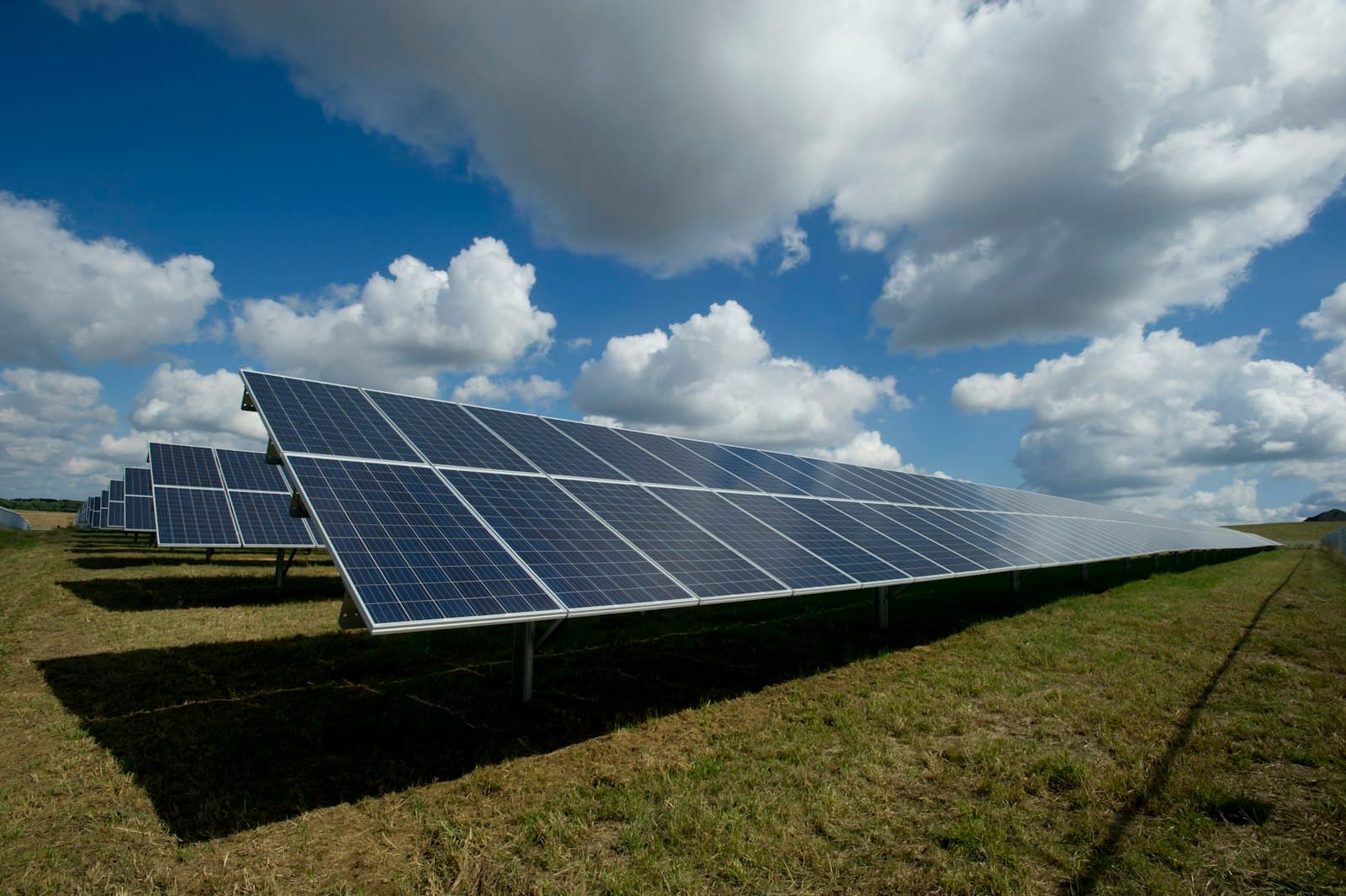 Solar PV array under blue sky